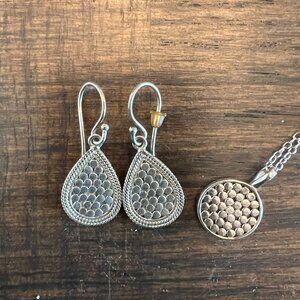 Anna Beck Jewelry Set – Signature Dot Teardrop Earrings & Pendant Necklace – Ste